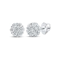 The Diamond Deal 10kt Yellow Gold Womens Round Diamond Cluster Earrings 1/2 Cttw