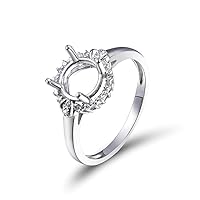 Women's 6mm 6.5mm 7mm 8mm 9mm Round 14K White Gold Diamond Semi Mount Engagement Wedding Ring Set