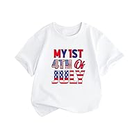 Kid T Shirt Summer Toddler Boys Girls Short Sleeve Independence Day Letter Prints T Shirt Tops Girls Undershirts