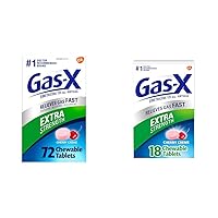 Gas-X Extra Strength Chewable Gas Relief Tablets with Simethicone 125 mg, Cherry Flavor - 72 Count & 18 Count