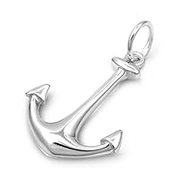 High Polish Anchor Pendant .925 Sterling Silver Shiny Simple Minimalist Charm