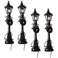 Unomor Christmas Mini Street Light Models 4pcs Small Street Lamp Miniature Lamp Post Dollhouse Streetlight Models for DIY Dollhouse Christmas Micro Landscape Village Pathway Accessories