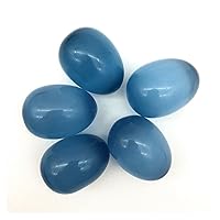 XN216 5PCS Big Size Blue Cat's Eye Stone Egg Shaped Specimen Gemstone Crystal Healing Reiki Natural Stones and Minerals Natural