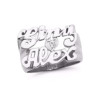 RYLOS Rings For Women Jewelry For Women & Men 925 Sterling Silver or Yellow Gold Plated Silver Personalized Diamond Double Name Ring 13MM Special Order, Made to Order Ring