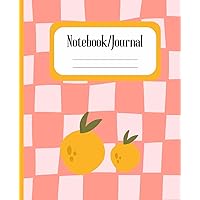 Ckecker Notebook with Oranges | Retro Checker Pattern | Fruity Journal for Writing: For all ages | Perfect for Notes, Thoughts, Doodles | Pastel Pink | 110 Pages