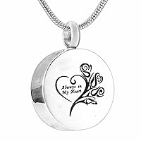 misyou Cremation Jewelry Rose Flower Always in My Heart Pendant Memorial Urn Necklace