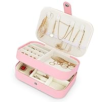 Jewelry Organizer Box，2019 New Jewelry Storage Organizer Mirrored Mini Travel Case Lockable Black Faux Leather for Valentine's Day Gift Beads, Rings, Earrings (Pink Flower) (YUNDA1998)