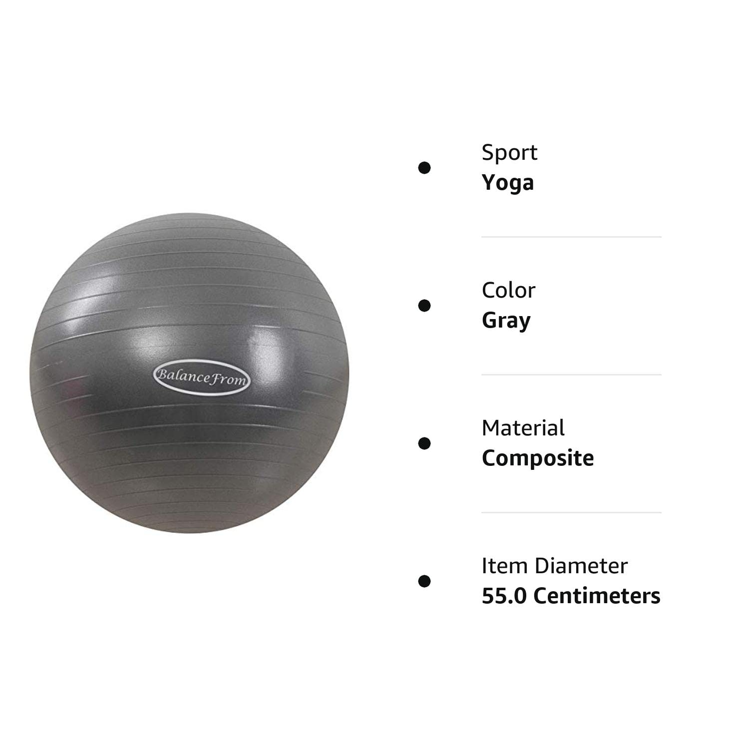 BalanceFrom Anti-Burst and Slip Resistant Exercise Ball Yoga Ball Fitness Ball Birthing Ball with Quick Pump, 2,000-Pound Capacity