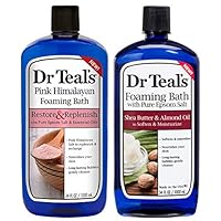 Dr Teal's Foaming Bath Variety Gift Set (2 Pack, 34oz Ea) - Restore & Replenish Pink Himalayan, Soften & Moisturize Shea Butter & Almond Oil - Essential Oils Blended with Pure Epsom Salt Eases Pain