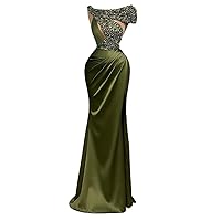 Green Sequined Satin Mermaid Prom Shower Party Dress Evening Celebrity Gala Pageant Gown for Wedding