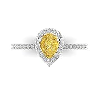 1.32 Brilliant Pear Cut Solitaire W/Accent Natural Yellow Citrine Anniversary Promise Engagement ring Solid 18K White Gold