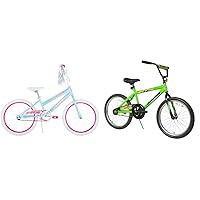 Huffy Illuminate 20” Girl’s Bike with Kickstand, Light Blue & Dynacraft Magna 20-Inch Boys BMX Bike for Age 7-14 Years
