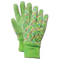 Magid KD103T Kids Dotted Canvas, Knit Wrist Glove, Floral Print (Assorted Colors)