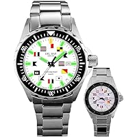 Del Mar 50233 48.5mm Stainless Steel Quartz Watch w/Stainless Steel Band in Silver with a White dial