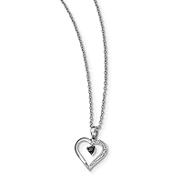 925 Sterling Silver Open Polished Prong set Lobster Claw Closure Black and White Diamond Love Heart Pendant Necklace Measures 14mm Wide Jewelry Gifts for Women