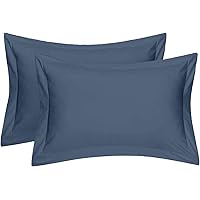 Standard Pillow Shams Set of 2 PC 100% Egyptian Cotton Steel Blue 20X26 Pillow Cases Premium 600 Thread Count Cushion Cover Bed Pillow Covers Set