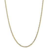 10k Gold 3mm Concave Nautical Ship Mariner Anchor Chain Necklace Jewelry Gifts for Women - Length Options: 16 18 20 22 24