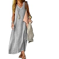 Women's Dress Summer Cotton Linen Solid Color Fashionable Slim Fit Long Skirt