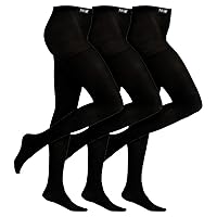 THMO 3 Pairs Girls Winter Leggings Extra Warm Footed Thermal Tights in Black