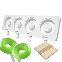 Popsicle Molds Cute Letter Shaped Ice Pop Molds Silicone 4 Cavities Popsicle Moulds for Kids Adults Ice Cream Mold Cake Pop Molds Popsicle Silicone Molds DIY Popsicle Maker with 50 Wooden Sticks