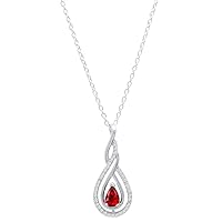 Dazzlingrock Collection 6X4 MM Pear Gemstone & Round Diamond Ladies Teardrop Pendant (Silver Chain Included), Sterling Silver