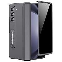 Miimall for Samsung Galaxy Z Fold 5 Case with Privacy Screen Protector, Built-in Adjustable Kickstand & Magnetic Hinge Protection All-Inclusive Protective Case for Galaxy Z Fold 5 5G(Grey)