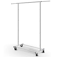Standard Rod Clothing Garment Rack, Rolling Clothes Organizer on Wheels for Hanging Clothes, Chrome