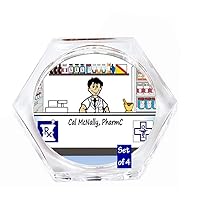 Personalized Drink Coaster Set of 4: Pharmacist Male - Pharmacy tech, Drug Store