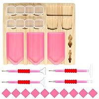 Diamond Painting Tray Palette Wooden Diamonds Organizer Storage Box Holder Container Beading DIY Art Accessories Tool (A Pink Set 3)