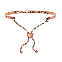 Intuitions Stainless Steel Pink Finish i'm Addicted To Love Adjustable Friendship Bracelet