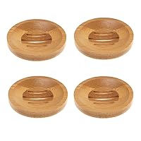 4 Pieces Wooden Soap Dish Round Bamboo Soap Case Holder, Soap Storage Tray Self Draining Soap Saver for Soap Sponge Home Bathroom Counter Shower Toilet