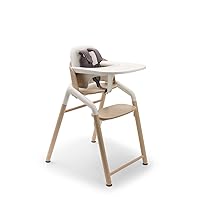 Bugaboo Giraffe Wooden Baby High Chair, Adjustable in 1 Second, Easy to Clean, Safe and Ergonomic Highchair, Suitable from Birth in Combination with Newborn Set (Sold Separately), Neutral Wood/White