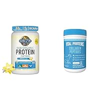 Garden of Life Organic Vegan Vanilla Protein Powder 22g - Vital Proteins Collagen Peptides Powder Promotes Health 9.33oz Bundle