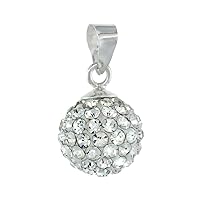 Medium 10mm Sterling Silver Birthstone Crystal Disco Ball Pendant Necklace for Women Assorted Colors