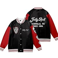 Jelly Roll Skull Merch Skull Letterman Jacket Casual Women Men Long Sleeve Baseball Jacket Streetwear