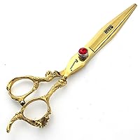 6 inch /7 inch salon professional salon scissors salon hairdresser hair cutting hairstyle pruning tools Japan 440c high hardness stainless steel golden (Gold)