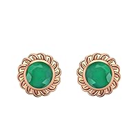 6mm Round Shape Emerald 925 Sterling Silver Celtic Knot Stud Earrings Minimalist Delicate Jewelry