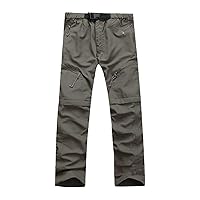 Men's Hiking Pants with Zipper Pocket, Lightweight Quick Dry Waterproof Pants, Detachable Outdoor Cargo Trousers