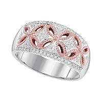 The Diamond Deal 10kt Two-tone Gold Womens Round Diamond Band Ring 1/5 Cttw