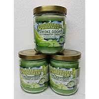 Smoke Odor Exterminator 13oz Jar Candles Cool Cucumber & Honeydew, (3) Set of Three Candles.