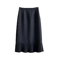 Solid Color Women' Fishtail Skirt Commuting Straight Tube High Waist Slim Temperament Pleated Lady