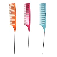 Colortrak Fast-Trak Highlighting Carbon Fiber Combs (3 Pack), Each Comb with Different Width Teeth, Durable, Heat-Proof Comb, Anti-Static to Prevent Frizz, Bleach Safe Stainless Steel Pintail