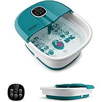 Collapsible Foot Spa, Pedicure Foot Spa Tub, Electric Folding Foot Massager w/Remote Control, Timer, 3 Adjustable Temperature, Medicine Box, Pumice Stone (Teal Blue)
