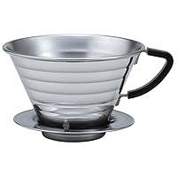 Kalita Stainless Steel Pour Dripper 16-26oz Single One Cup Patented Wave Design, Portable Coffee Maker, Made in Japan, Larger Size (185), Polished Stainless