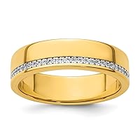 14k Gold Polished 1/5 Carat Diamond Row Ring Size 10.00 Jewelry for Women
