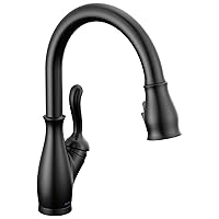Delta Faucet Leland Touch Kitchen Faucet, Black Kitchen Faucets with Pull Down Sprayer, Kitchen Sink Faucet, Touch Faucet for Kitchen Sink, Delta Touch2O Technology, Matte Black 9178T-BL-DST