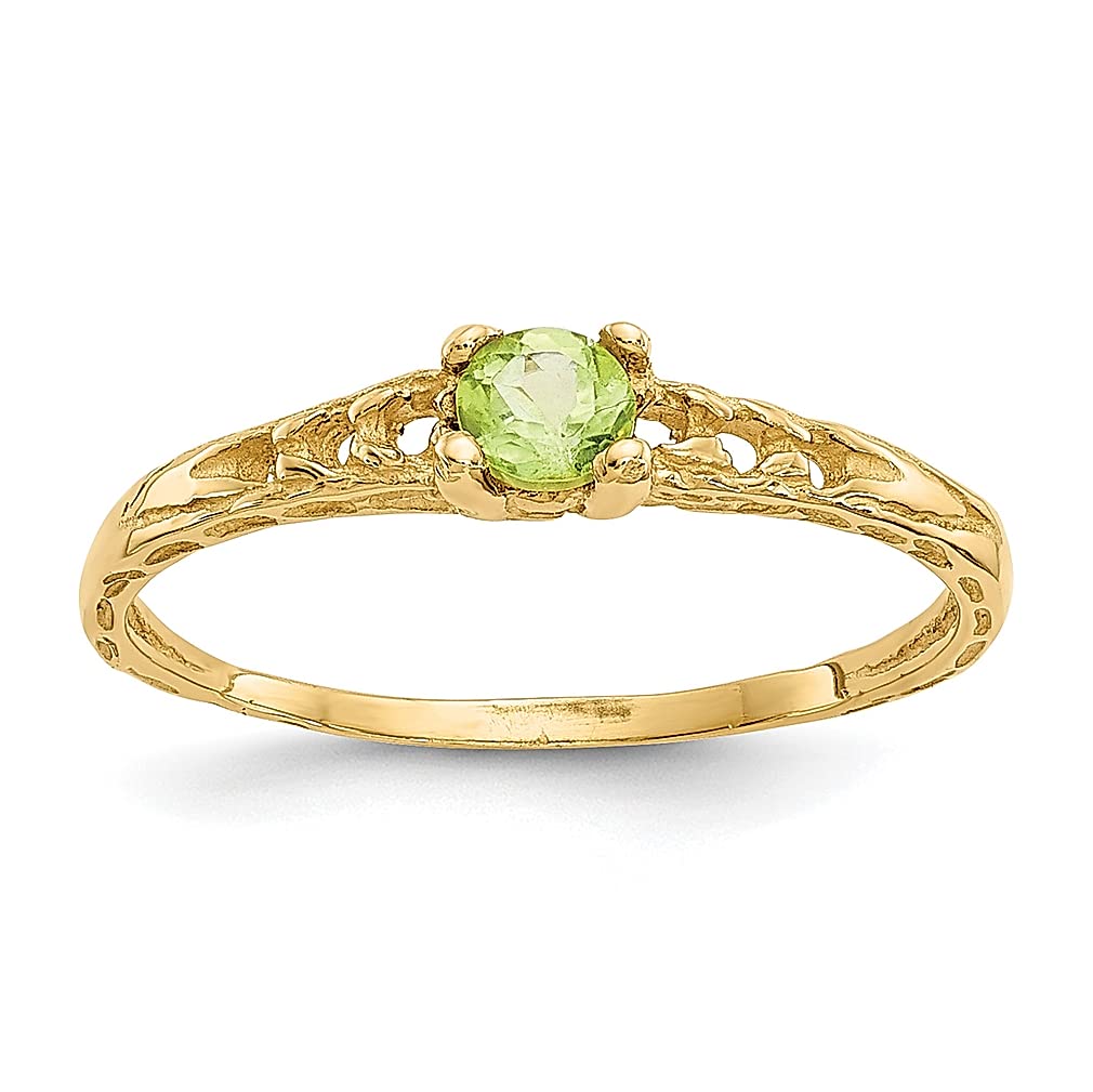 14k Yellow Gold 3mm Peridot Birthstone Baby Ring August Fine Jewelry For Women Gifts For Her