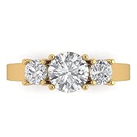 1.44ct Round Cut Solitaire 3 stone Moissanite Engagement Promise Anniversary Bridal Ring 14k Yellow Gold