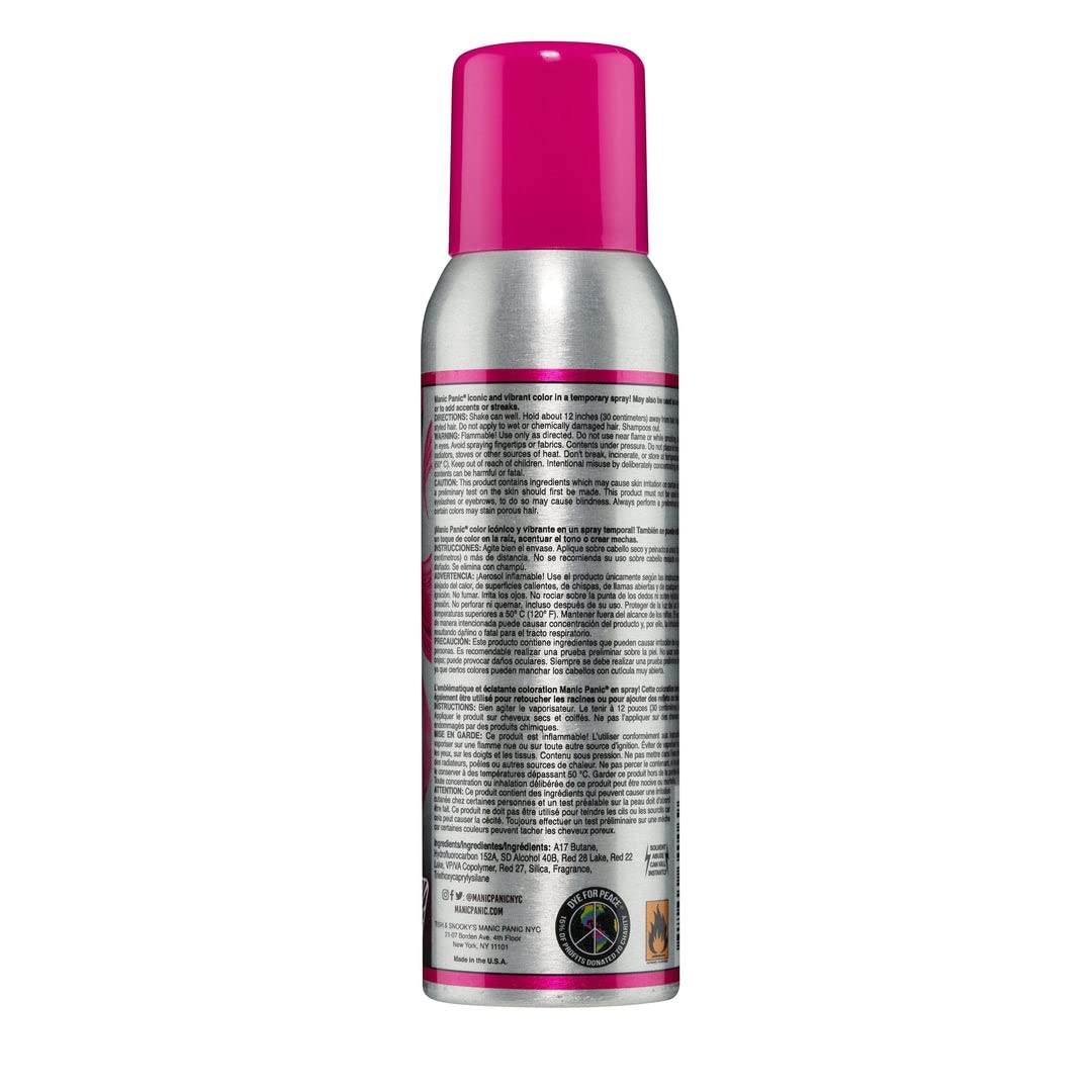 MANIC PANIC Cotton Candy Pink Hair Color Spray - (Amplified) - Bright, Vivid Temporary Pink Hair Dye - Sprays On Instantly & Washes Out (3.4oz) - Vegan Hair Dye For Adults & Kids of All Hair Types