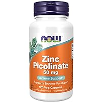 NOW Supplements, Zinc Picolinate 50 mg, Supports Enzyme Functions*, Immune Support*, 120 Veg Capsules (Packaging may vary)